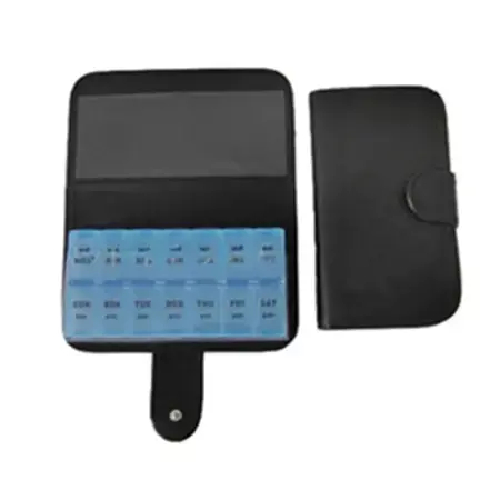 China Professional 14-Zimmer-Pillendose mit Ledertasche